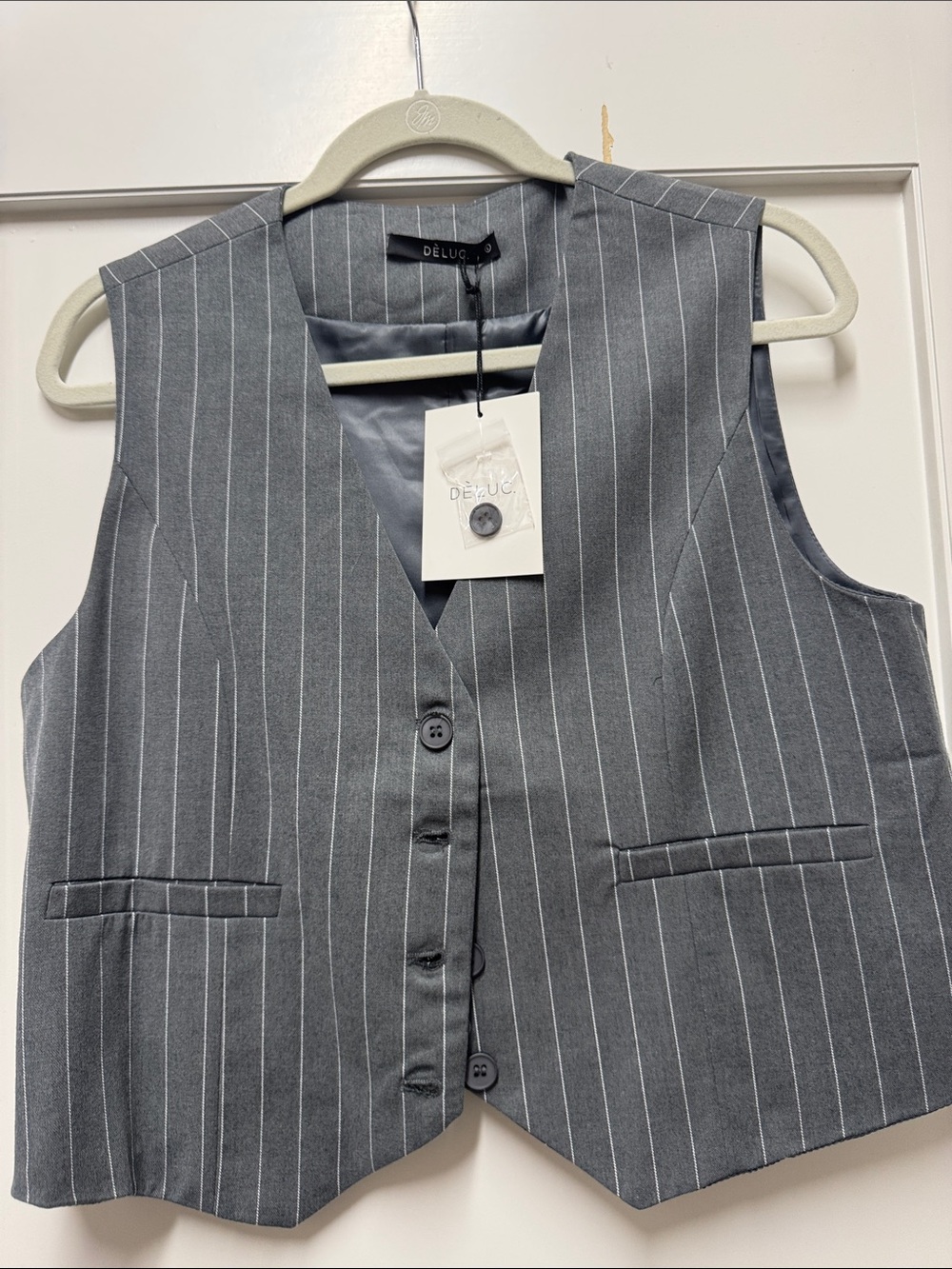 Deluc Charcoal Gray Pinstripe Tailored Vest